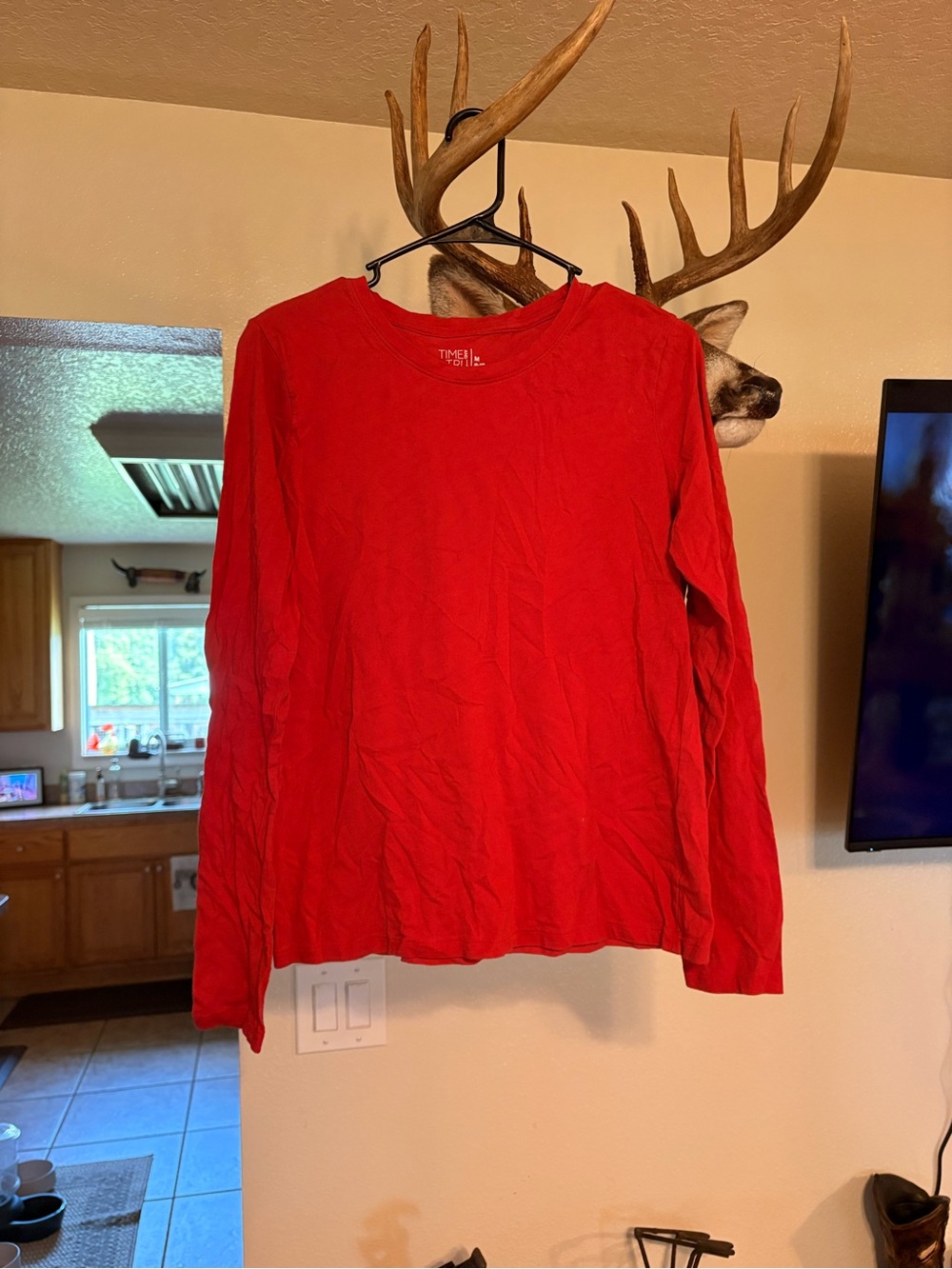 Red Long Sleeve Crewneck Top